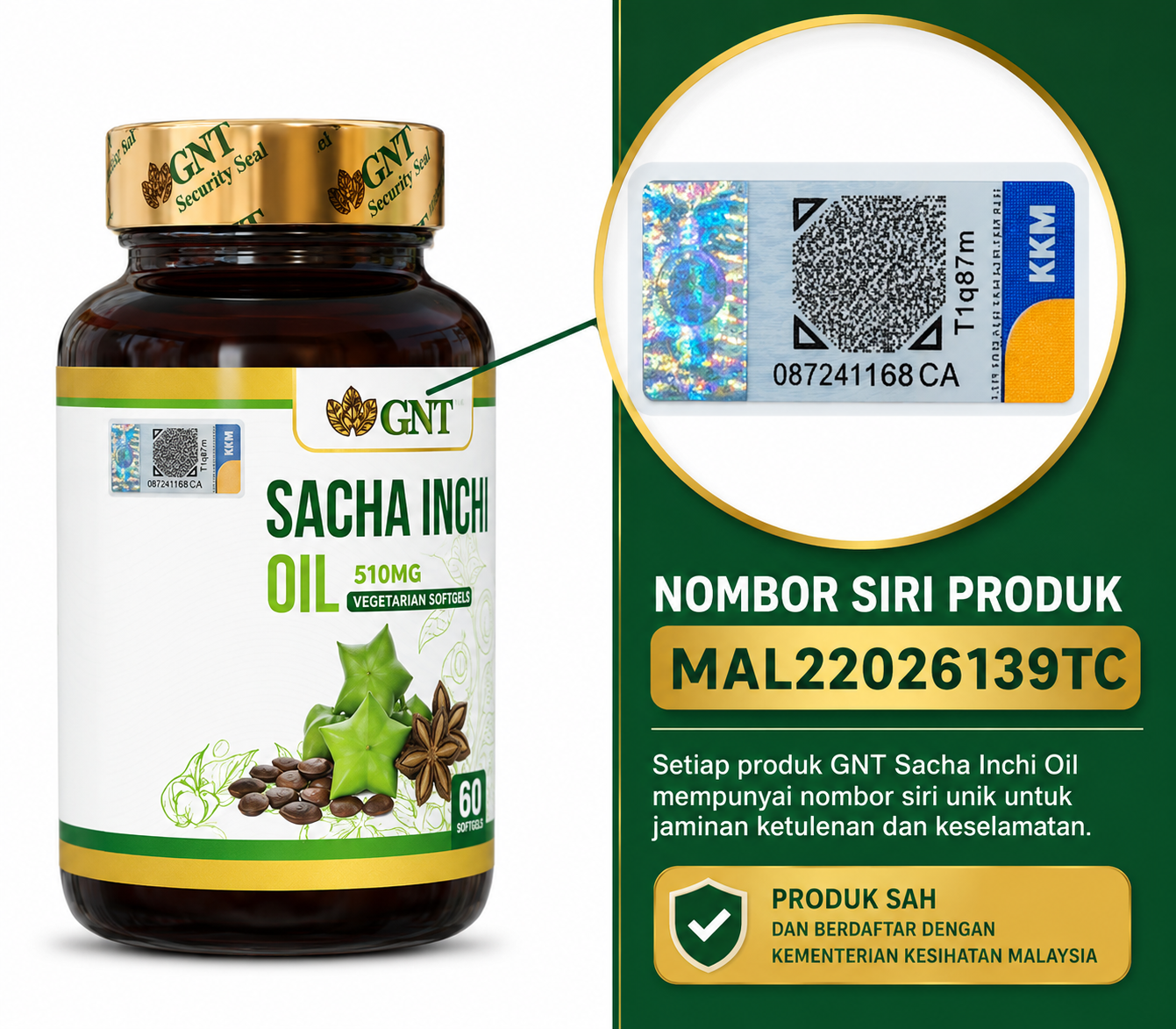 Botol Sacha Inchi GNI berlabel