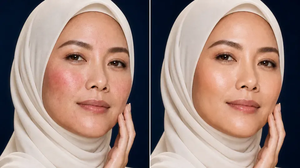 Perbandingan sebelum dan selepas bagi keadaan skin barrier