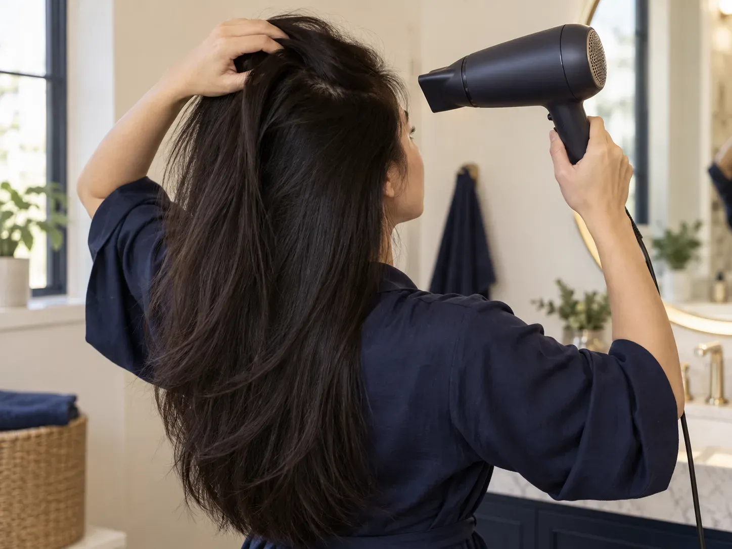 Mengeringkan rambut dan kulit kepala sebelum menggunakan Ampoule