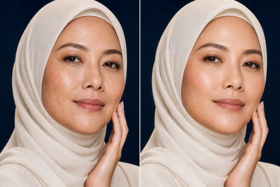 Perbandingan sebelum dan selepas bagi kelembapan kulit