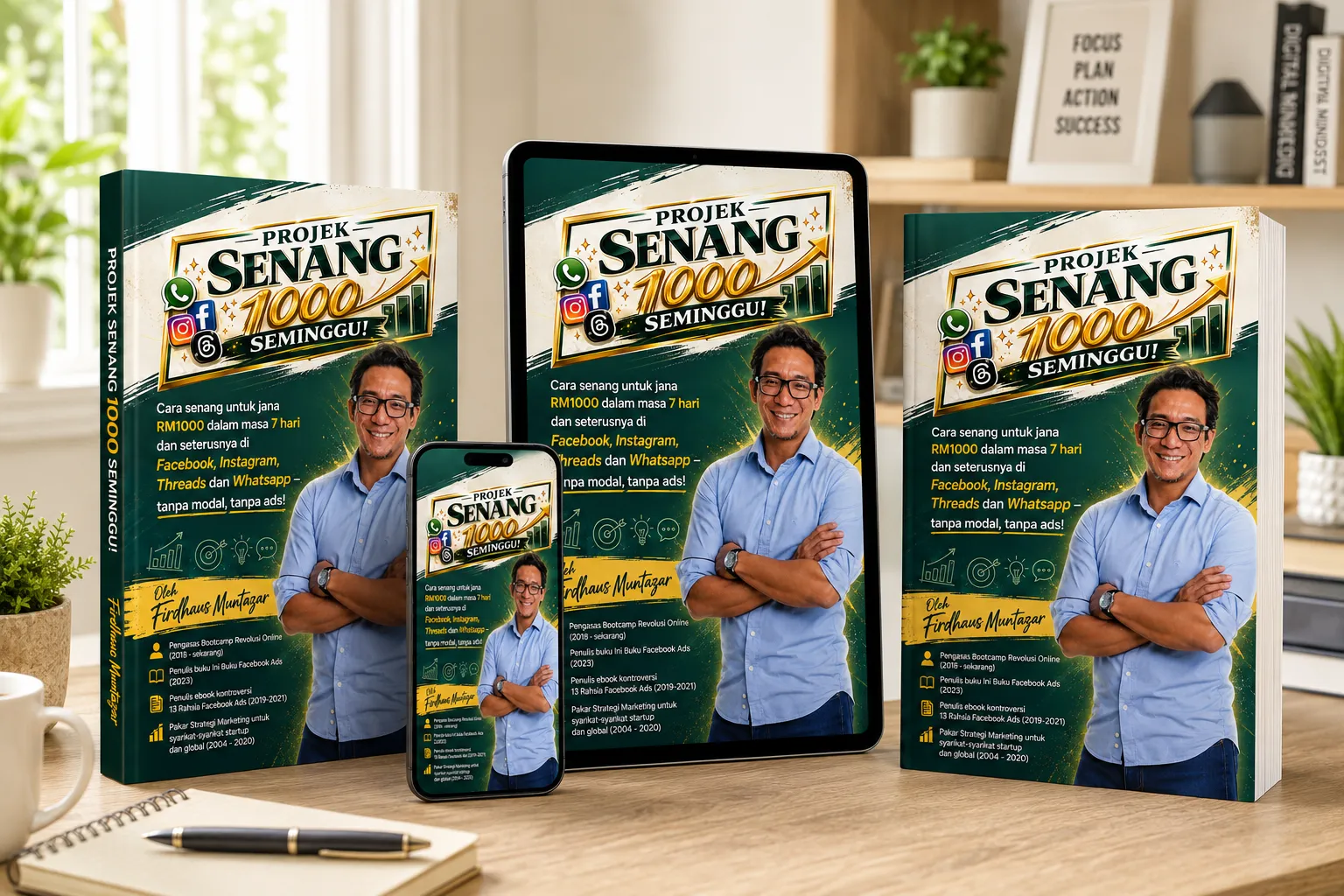 Mockup lengkap seluruh pakej Senang 1000 Seminggu