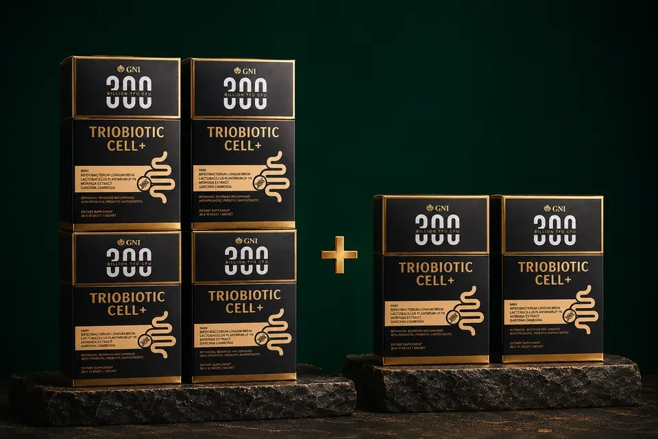 4 Kotak + 2 Percuma — 6 kotak Triobiotic Cell+ keseluruhan