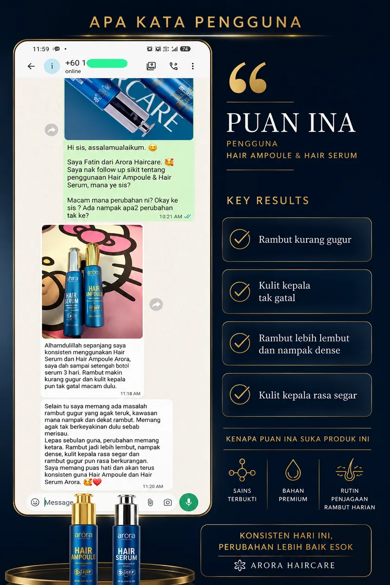 Screenshot WhatsApp testimoni Puan Ina