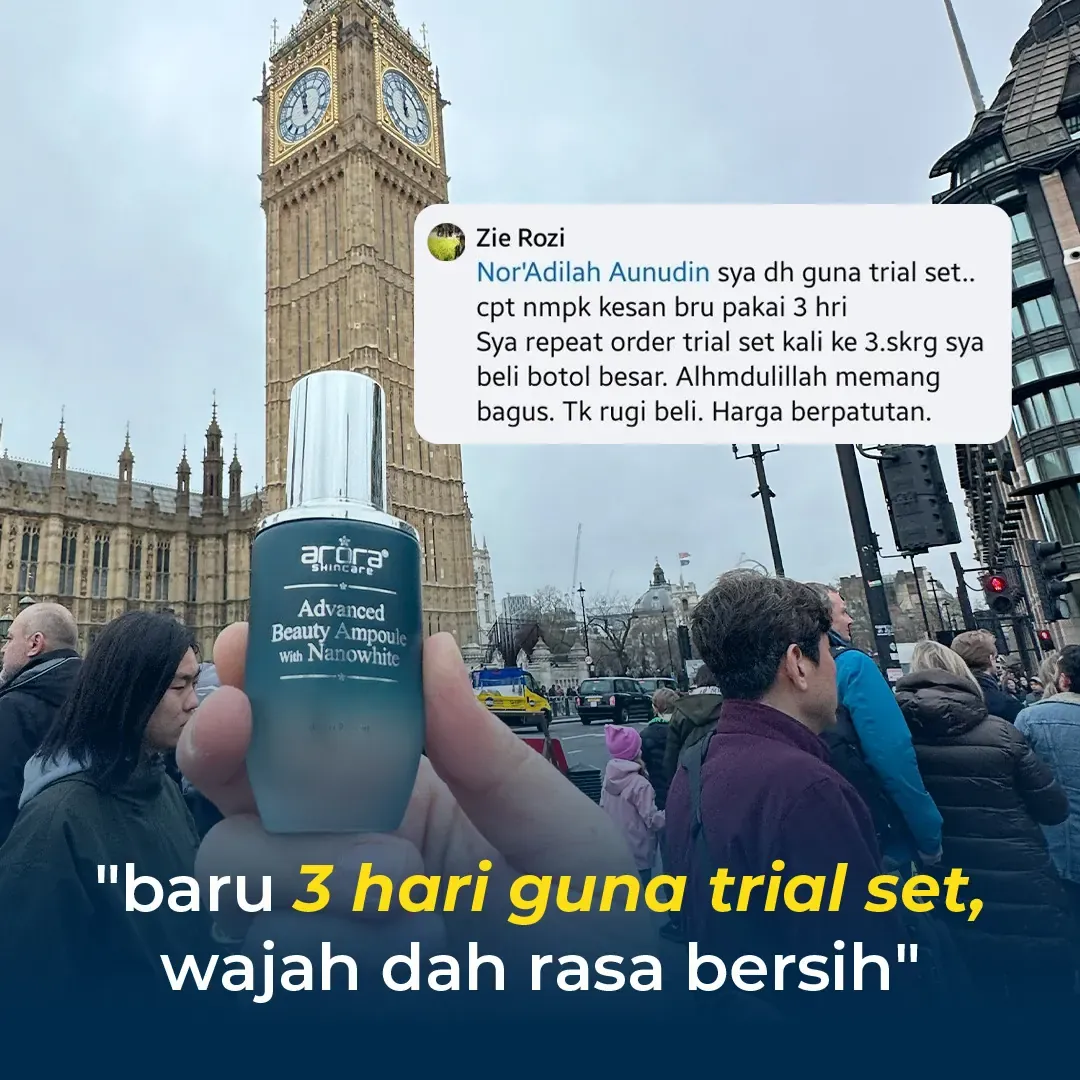 Hasil pengguna Trial Set Arora Skincare