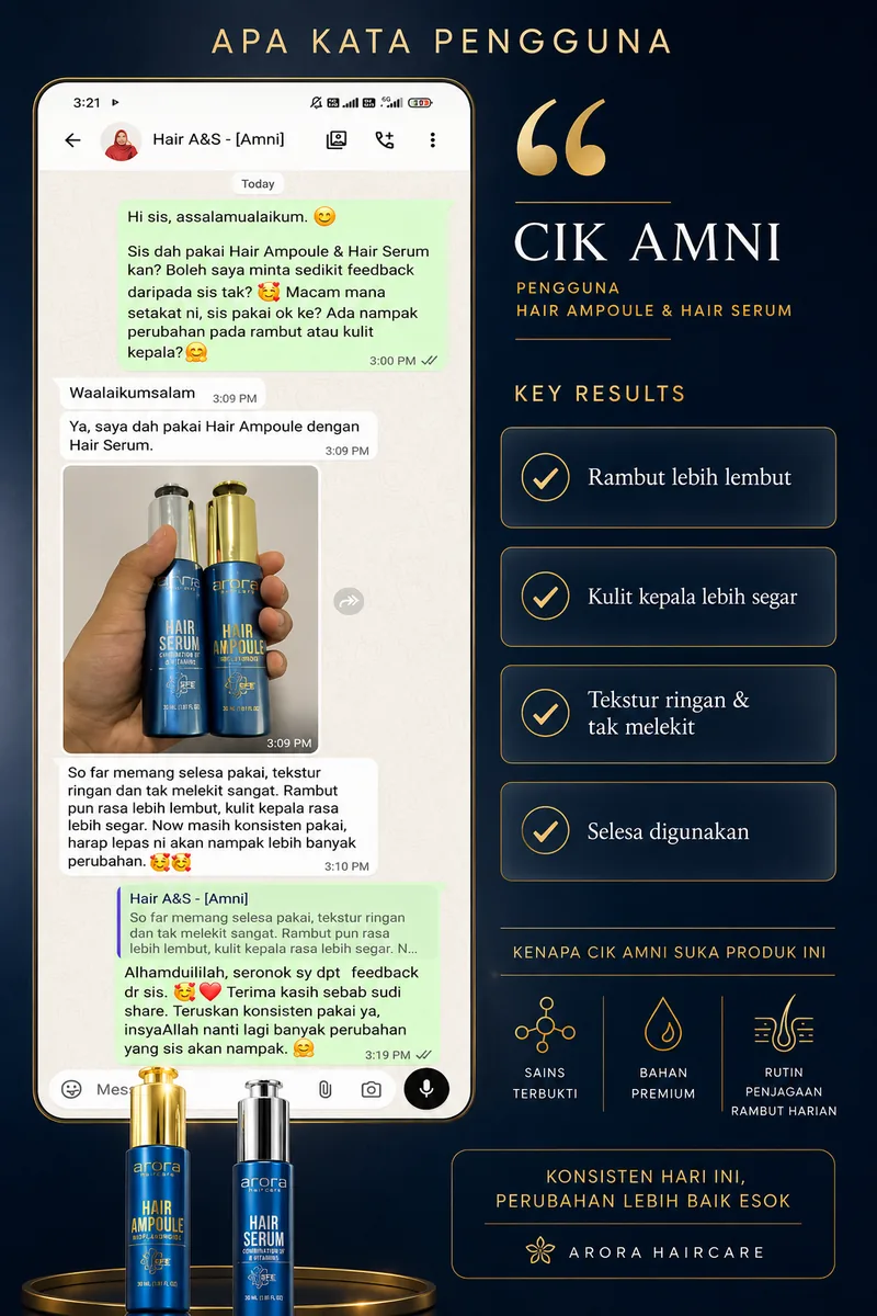 Screenshot WhatsApp testimoni Cik Amni