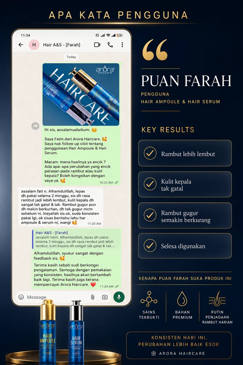 Screenshot WhatsApp testimoni Puan Farah