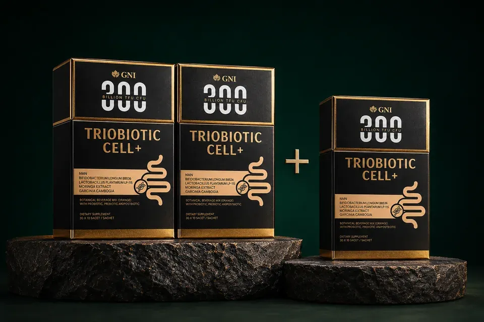 2 Kotak + 1 Percuma — 3 kotak Triobiotic Cell+ keseluruhan