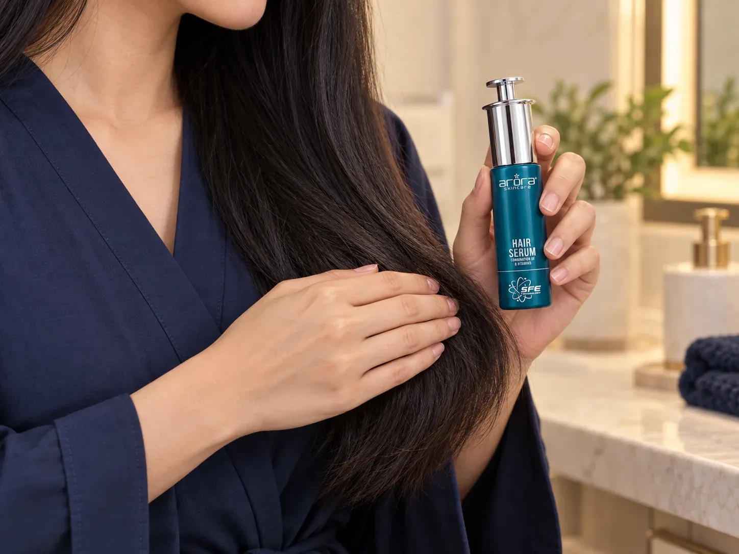 Menggunakan Hair Serum Arora pada helai dan hujung rambut sahaja