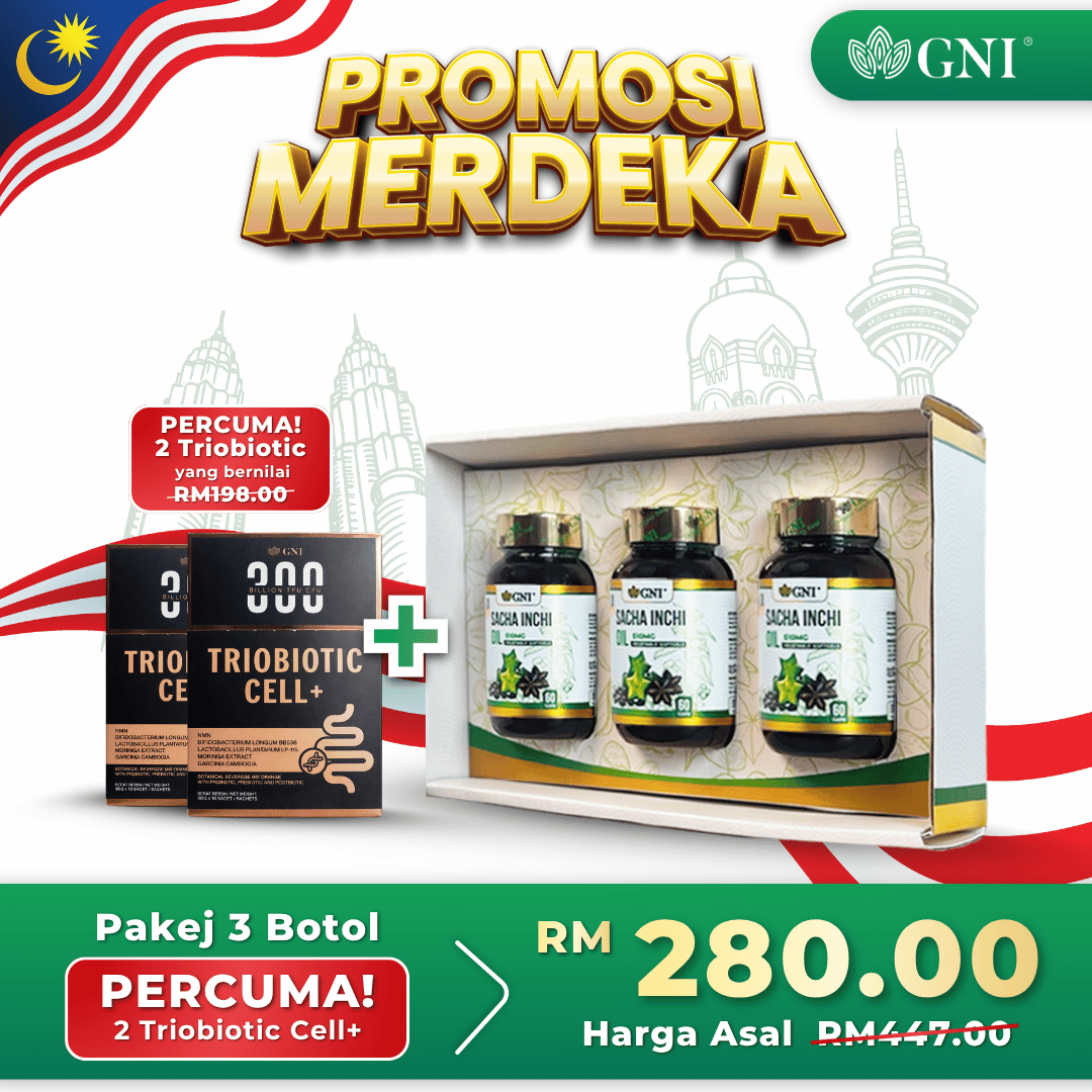Pakej 3 Sacha Inchi dan 2 Triobiotic Cell Plus